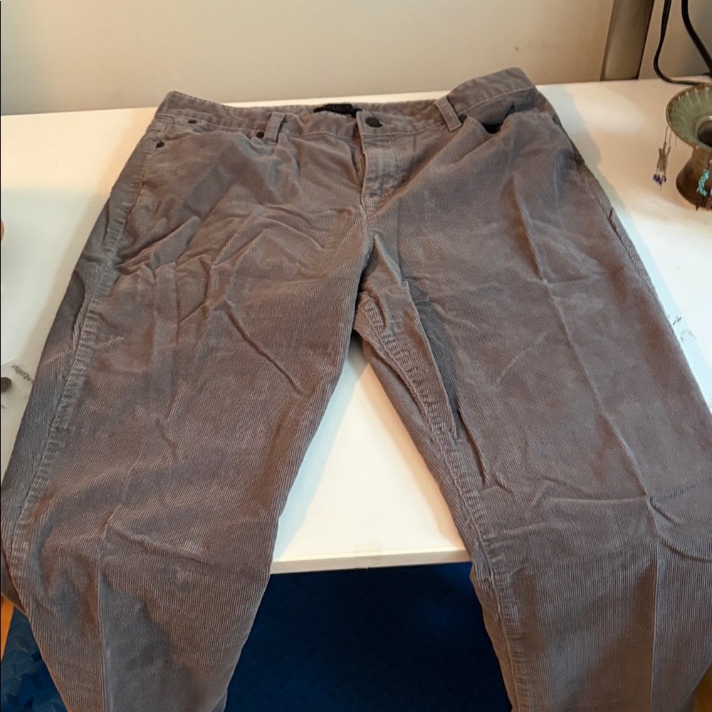 Talbots Heritage Gray Corduroy Straight Leg Trousers Size 14 Petite 27” inseam